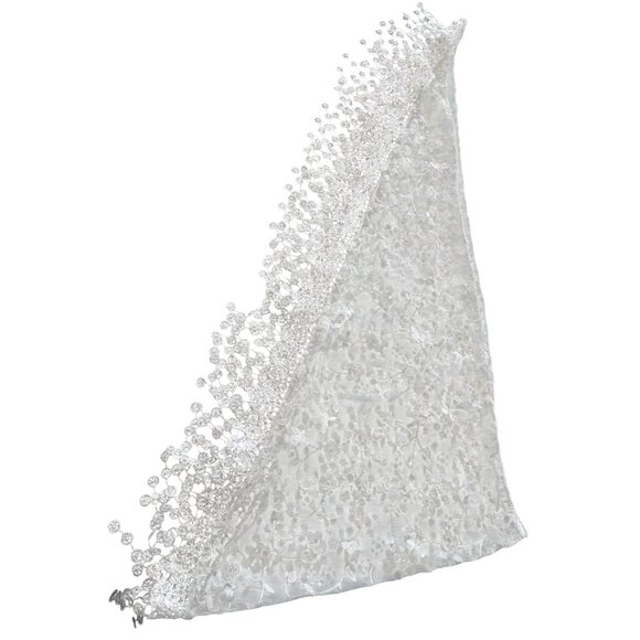 Sheer Floral Lace Shawl Scarf Elegant White Mesh Embroidered Triangle Bohemian - Picture 3 of 5